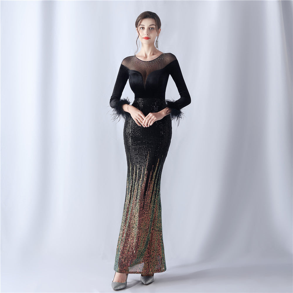 The Havana Gradient Rhinestone Evening Dress