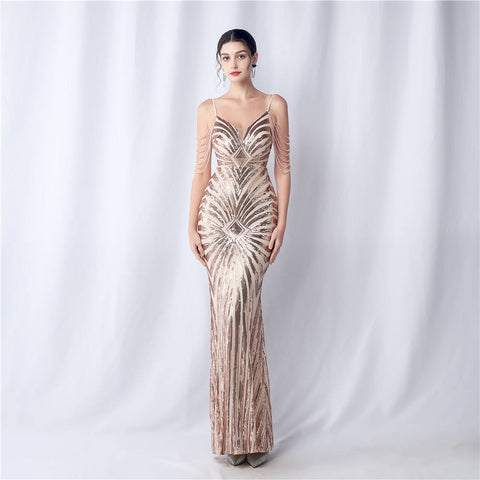 The Georgina Striped Sequin Gown