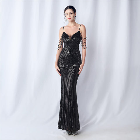 The Georgina Striped Sequin Gown