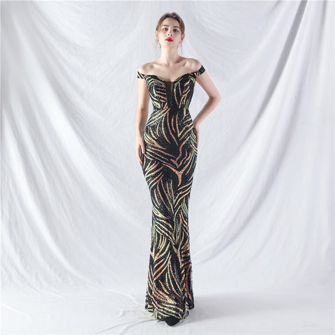 The Danica Corset Bust Sequin Gown