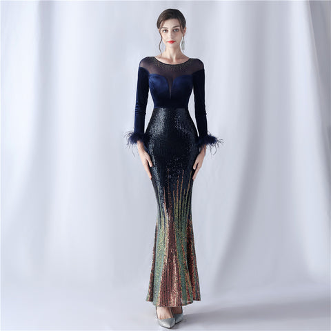 The Havana Gradient Rhinestone Evening Dress