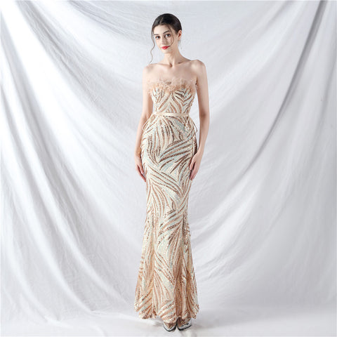 The Denise Strapless Sequin Gown