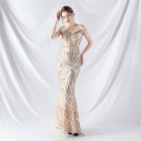 The Danica Corset Bust Sequin Gown