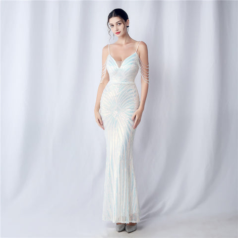 The Georgina Striped Sequin Gown