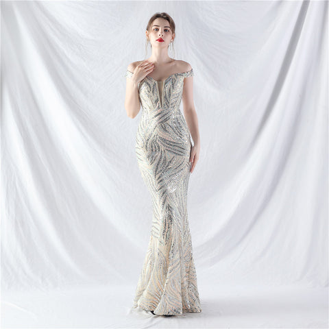 The Danica Corset Bust Sequin Gown