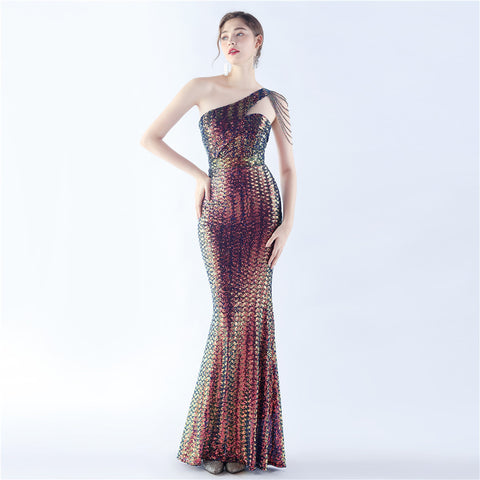 The Joanie One Shoulder Evening Gown