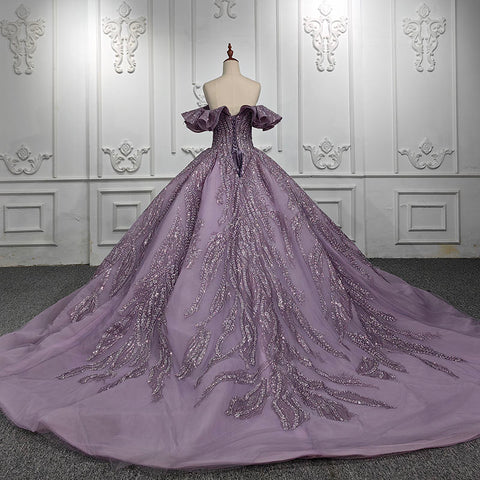 Victorian Style Elegant Lavender Empire Bridal Gown