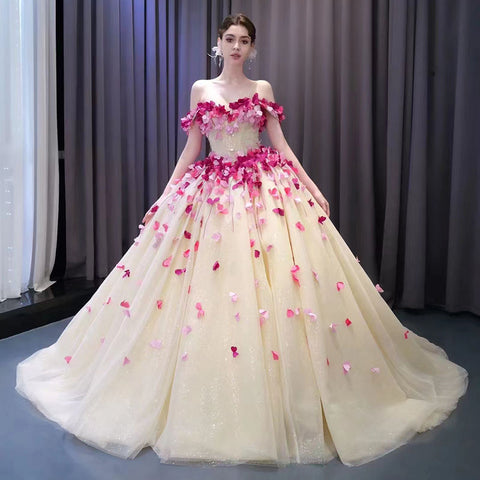 Fairy Style 3D Flower Bridal Gown