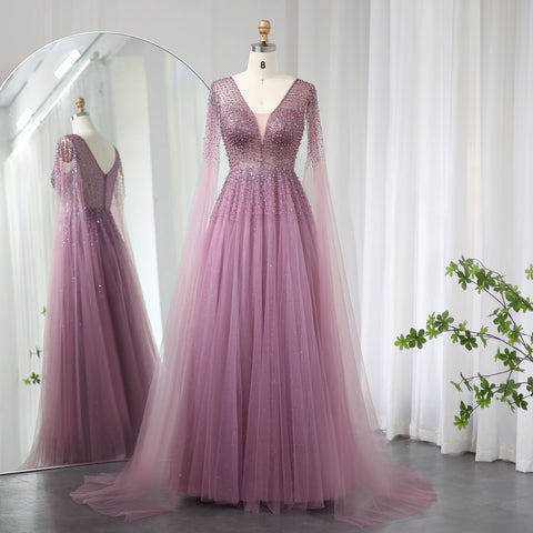 Elegant V-neck Pink Sequins Bridal Gown