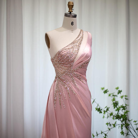 High Fashion Soft Pink One Shoulder Bridal Gown