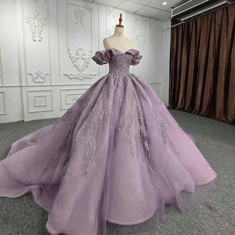 Victorian Style Elegant Lavender Empire Bridal Gown