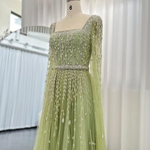 Glam Green Empire Bridal Gown