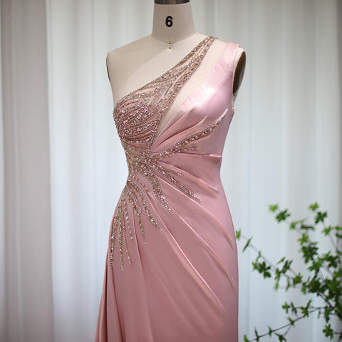 High Fashion Soft Pink One Shoulder Bridal Gown