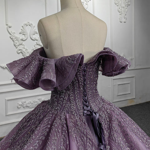 Victorian Style Elegant Lavender Empire Bridal Gown