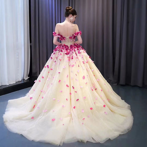 Fairy Style 3D Flower Bridal Gown