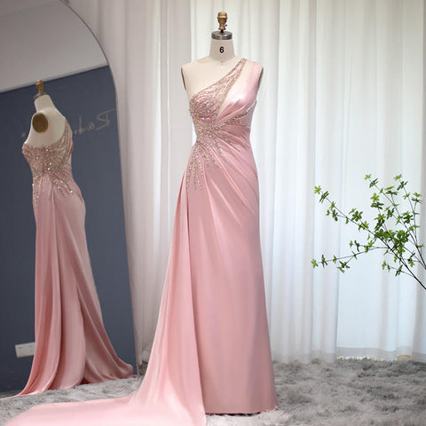 High Fashion Soft Pink One Shoulder Bridal Gown