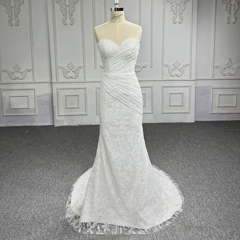 Classic Ruffle Mermaid Wedding Dress With Detachable Train