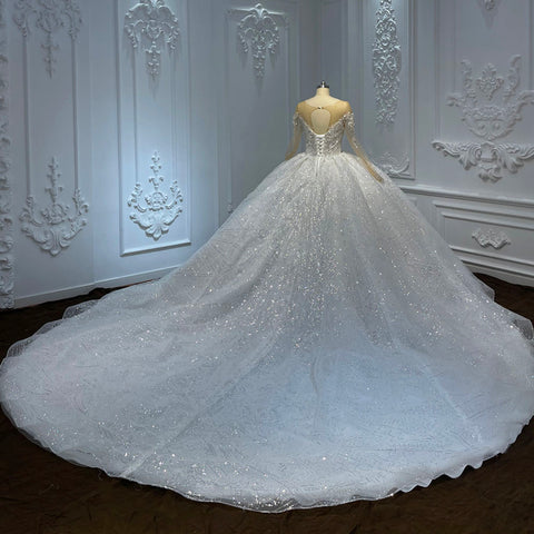 Crystal dazzling Sequins Ball Gown Wedding Dresses