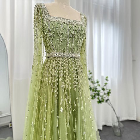 Glam Green Empire Bridal Gown