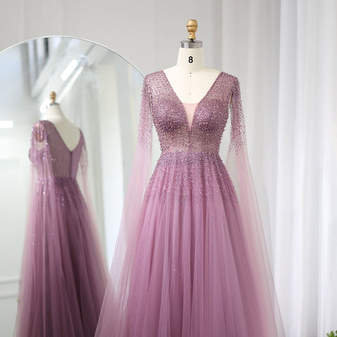 Elegant V-neck Pink Sequins Bridal Gown