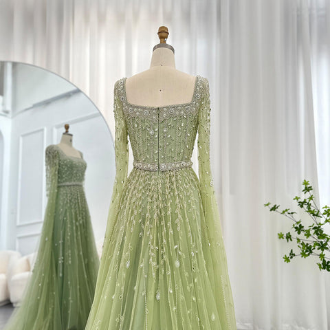 Glam Green Empire Bridal Gown