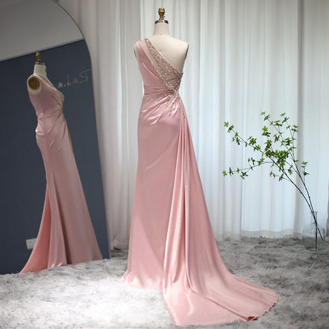 High Fashion Soft Pink One Shoulder Bridal Gown