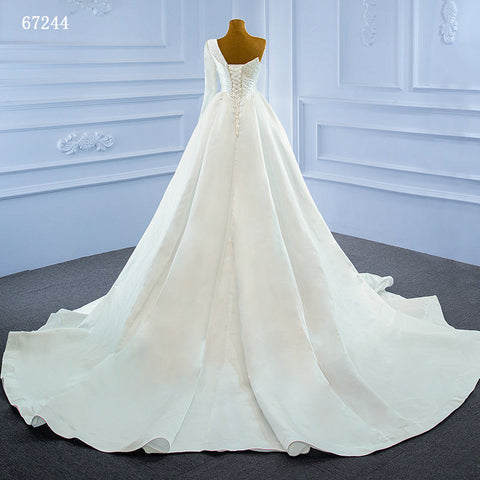 imperial white lace pearls detachable wedding dress