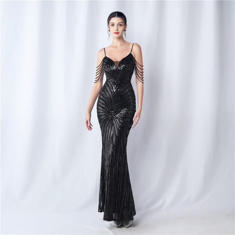 The Georgina Striped Sequin Gown