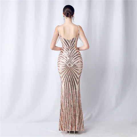 The Georgina Striped Sequin Gown