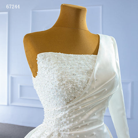 imperial white lace pearls detachable wedding dress