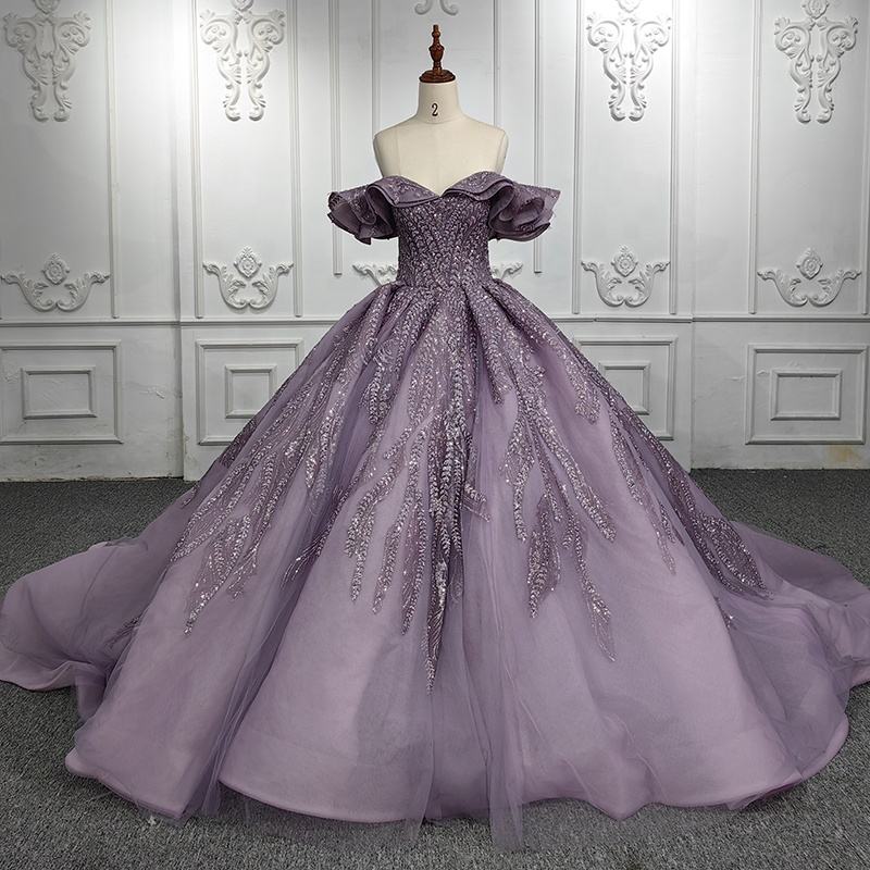 Victorian Style Elegant Lavender Empire Bridal Gown