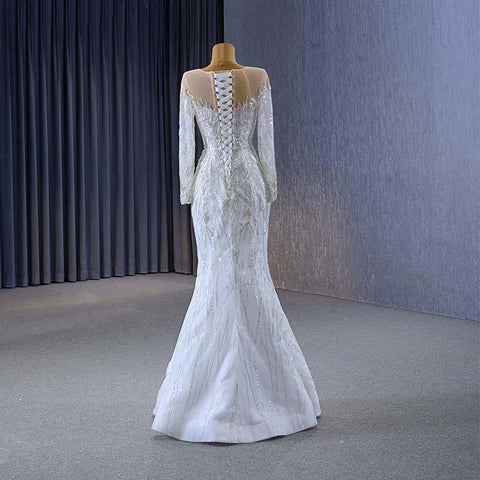 Elegant Lace Sequins Long Mermaid Wedding Dresses With Detachable Train