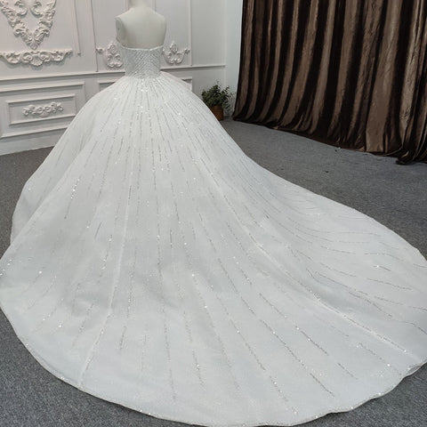 Luxury Heavy Beaded Sleeveless Ball Gown Wedding Dress