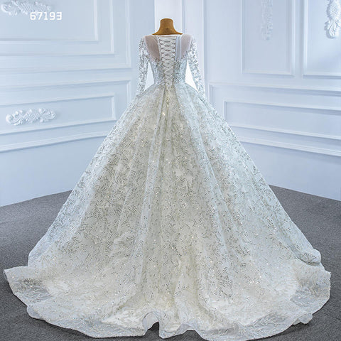 Gorgeous Crystal long sleeve heavy sequin wedding gown