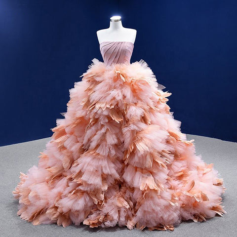 Pink Princess Bridal Ruffle Bridal Gown