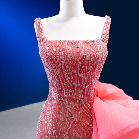 Pink Party Sequin Studded Mermaid Bridal Gown