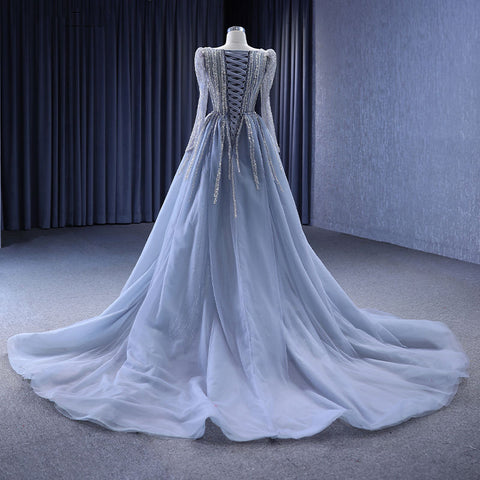 Elegant Luxurious Blue Mermaid V-neck Party Bridal Gown