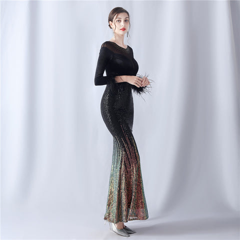 The Havana Gradient Rhinestone Evening Dress