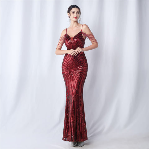 The Georgina Striped Sequin Gown