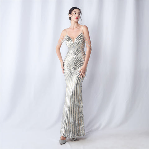 The Georgina Striped Sequin Gown