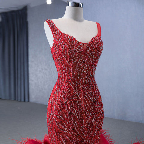 Contemporary Red Sequins Beaded Mermaid Bridal Gown