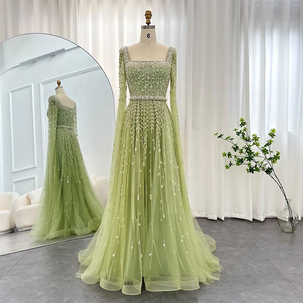 Glam Green Empire Bridal Gown