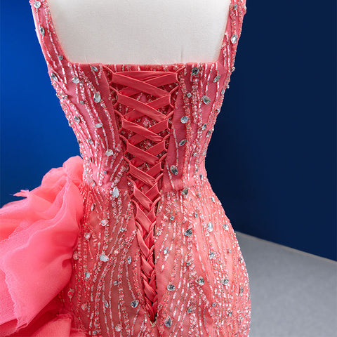 Pink Party Sequin Studded Mermaid Bridal Gown