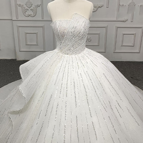 Luxury Heavy Beaded Sleeveless Ball Gown Wedding Dress