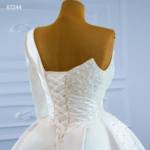 imperial white lace pearls detachable wedding dress