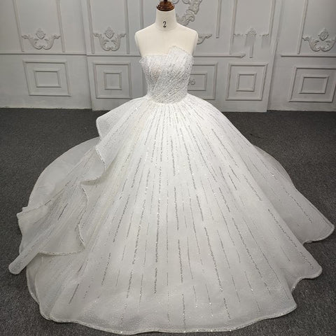 Luxury Heavy Beaded Sleeveless Ball Gown Wedding Dress