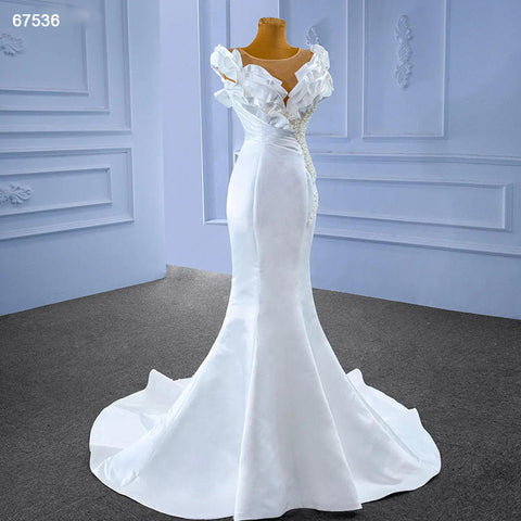 Soft Satin White Wedding Mermaid Gown