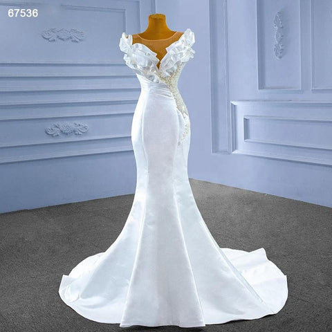 Soft Satin White Wedding Mermaid Gown