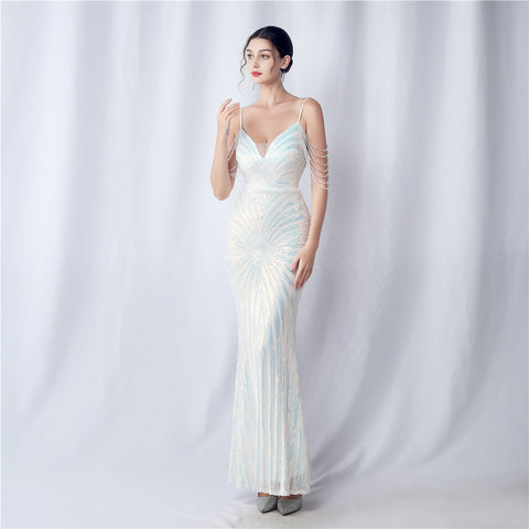 The Georgina Striped Sequin Gown