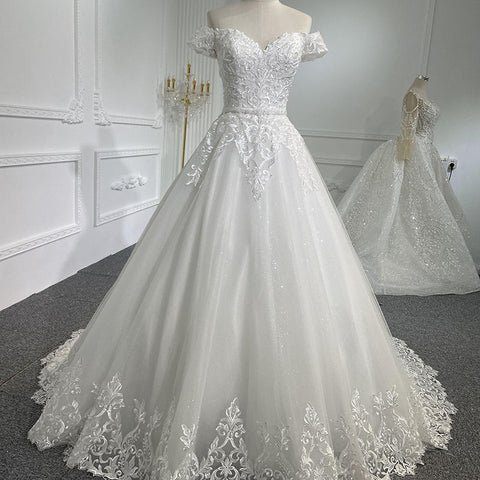 Classic Off The Shoulder Sweetheart Wedding Dress